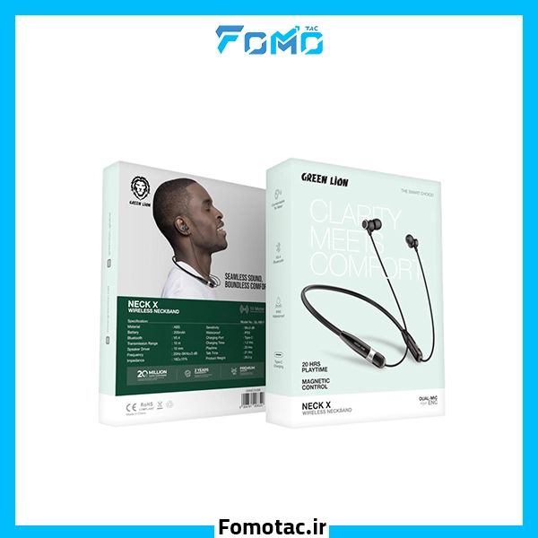 Green Line Black Neckband Earphones Veria Model |هندزفری گردنی بی‌سیم گرین لاین مدل veria