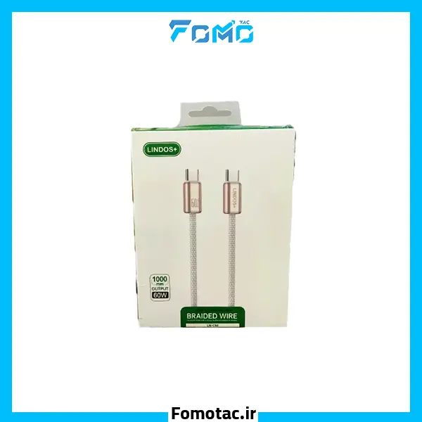 Lindos Plus 60W Dual Type-C Charging Cable, Model LN-C50| کابل شارژ 60وات دو سرتایپ‌سی لیندوس‌پلاس مدل LN-C50