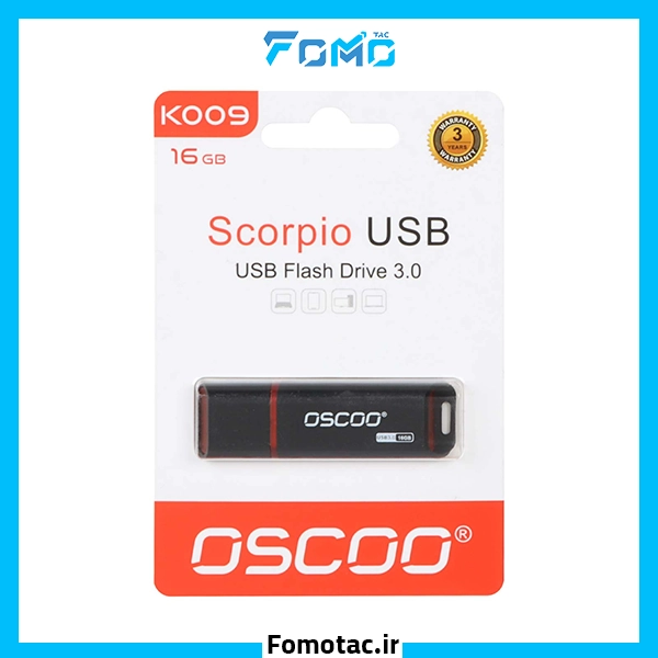 OSCOO K009 USB 3.0 Flash Memory 32GB Red Black|فلش مموری32 گیگابایتی USB 3.0 اوسکو (OSCOO) مدل K009