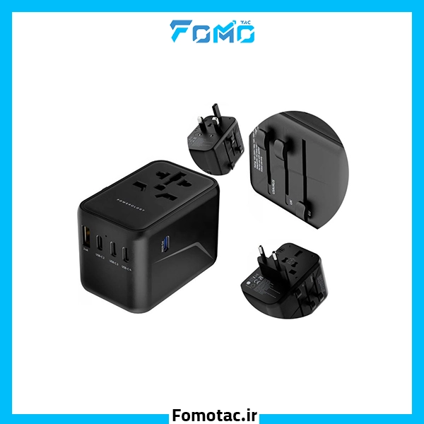 Powerology A2.4 PD 45W Universal Travel Adapter|آداپتور مسافرتی 45W پاورولوژی (Powerology) مدلA2.4