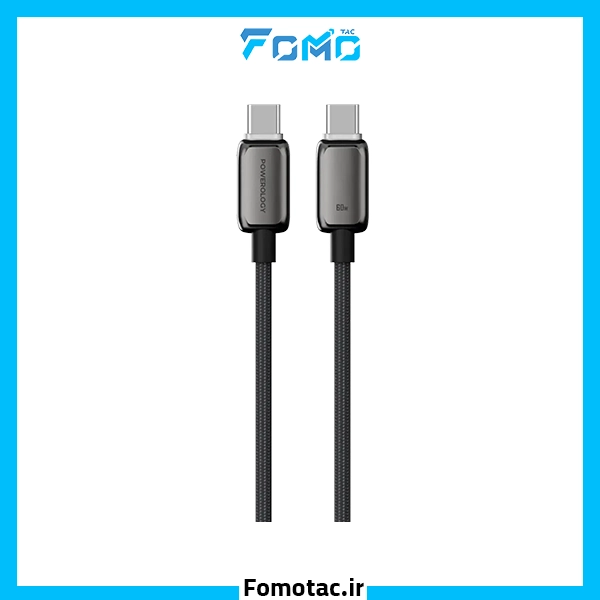 Powerology USB-C to USB-C Zinco Series PD60W 1M Cable|کابل USB-C به USB-C پاورولوژی(Powerology) مدل Zinco Series - یک متر