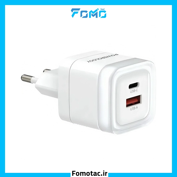 Powerology W35PD Dual-Port Fast Charging Lunex Series Adapter|آداپتور شارژ سریع 35W پاورولوژی (Powerology) مدل Lunex - دو پورت
